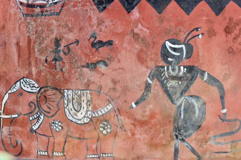 Elephant, Tribal mural art. Araku, Andhra Pradesh. Oct 2017
